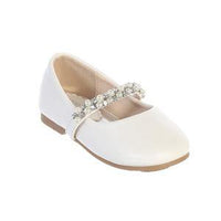 Leatherette Flats with a Rhinestone and Pearl Strap. Size 5 - Unique Catholic Gifts