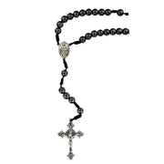 Hematite Miraculous Medal Corded Rosary (8mm) - Unique Catholic Gifts
