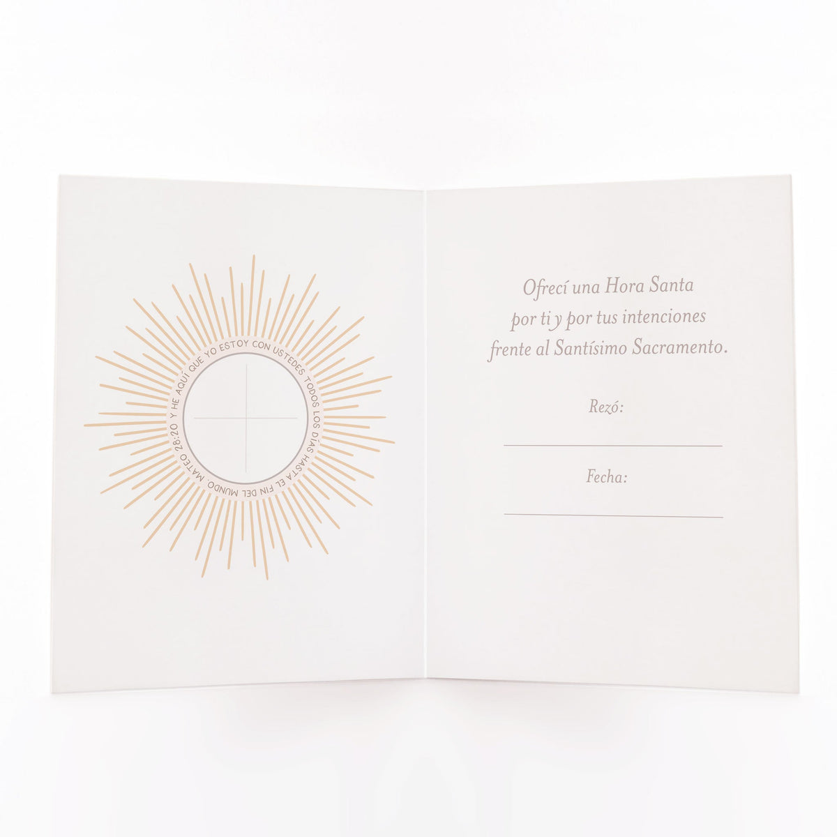 Tarjeta de Hora Santa | Beige - Unique Catholic Gifts