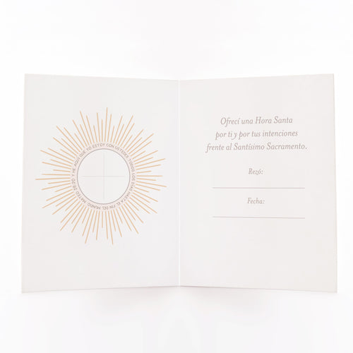 Tarjeta de Hora Santa | Beige - Unique Catholic Gifts