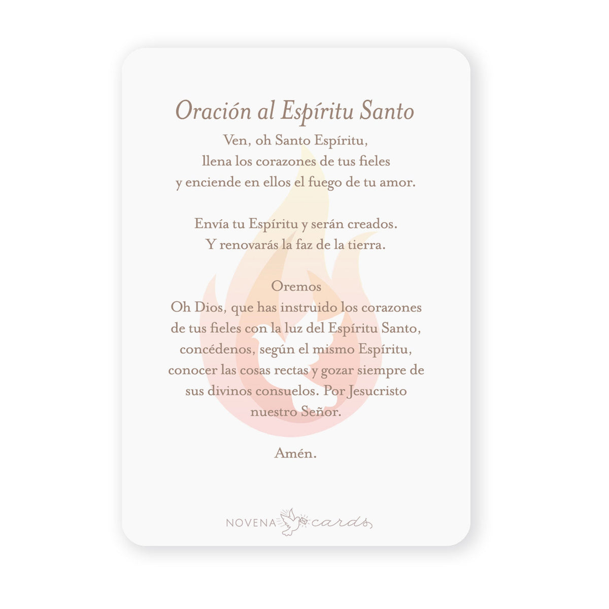 Espíritu Santo | Tarjeta de Oración | Ventana | Beige - Unique Catholic Gifts