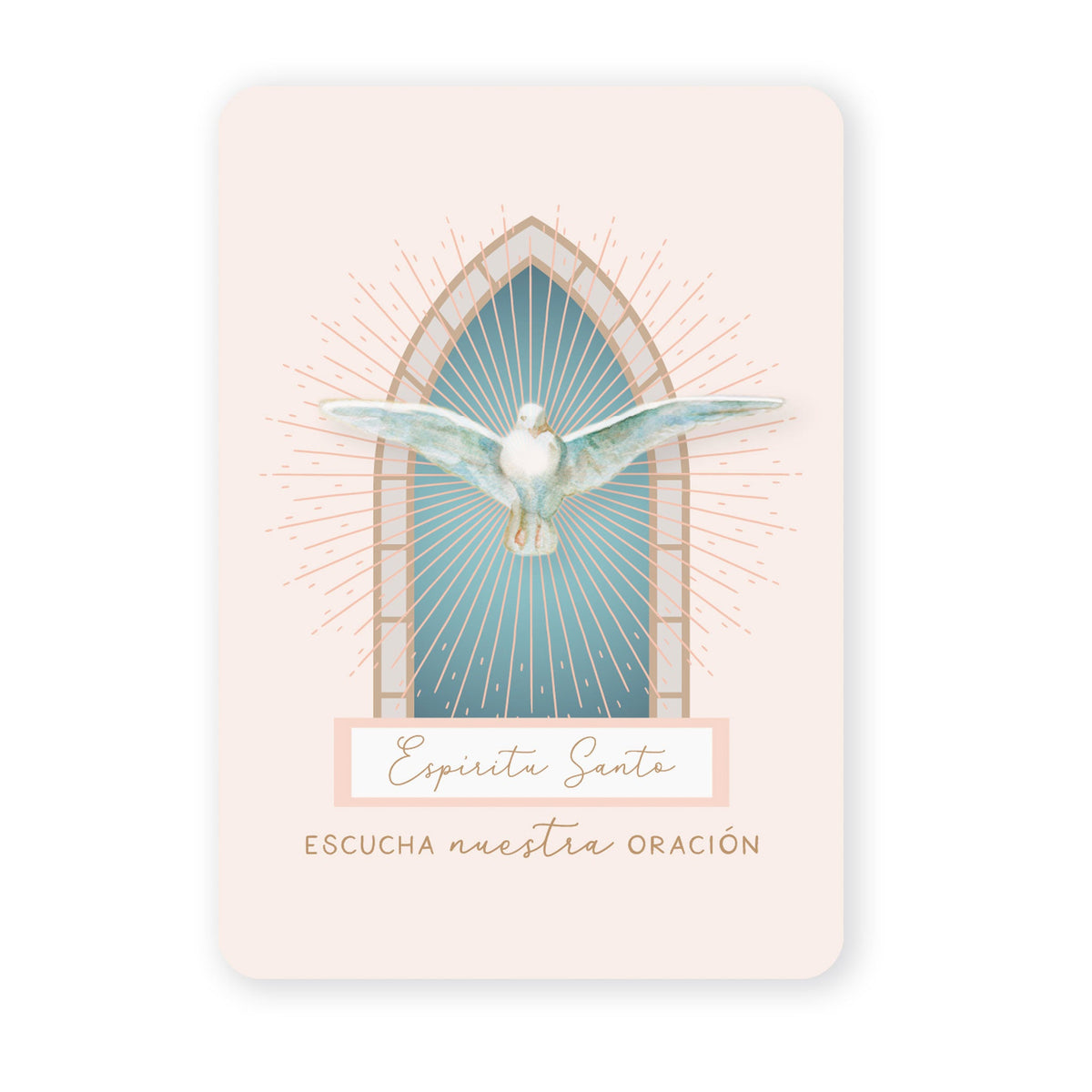 Espíritu Santo | Tarjeta de Oración | Ventana | Beige - Unique Catholic Gifts
