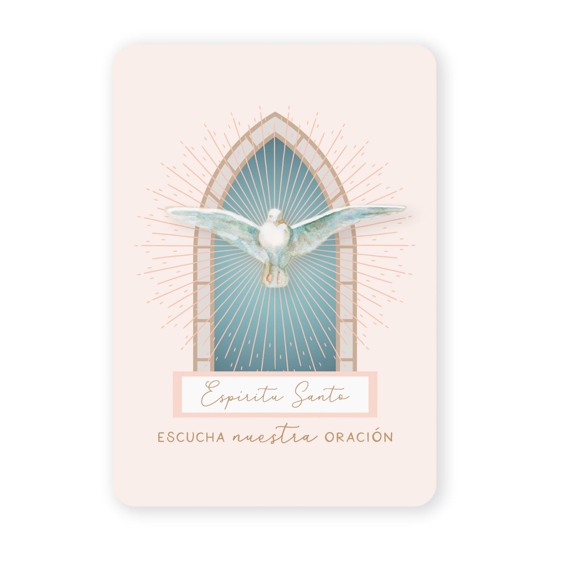 Espíritu Santo | Tarjeta de Oración | Ventana | Beige - Unique Catholic Gifts