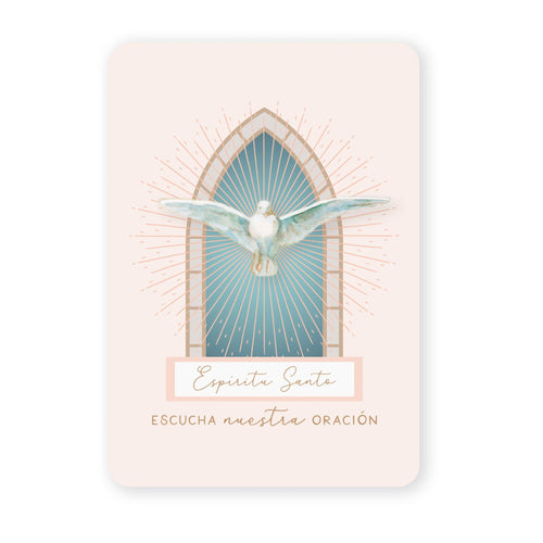 Espíritu Santo | Tarjeta de Oración | Ventana | Beige - Unique Catholic Gifts