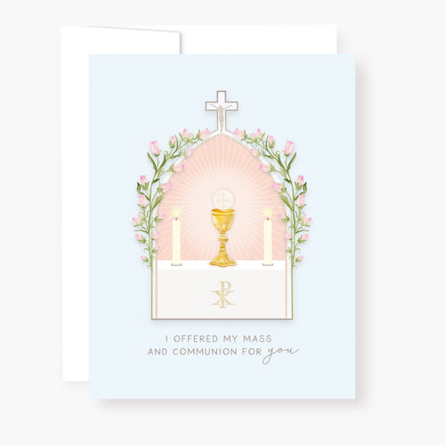I Prayed for you at Mass Card | Light Blue - Unique Catholic Gifts