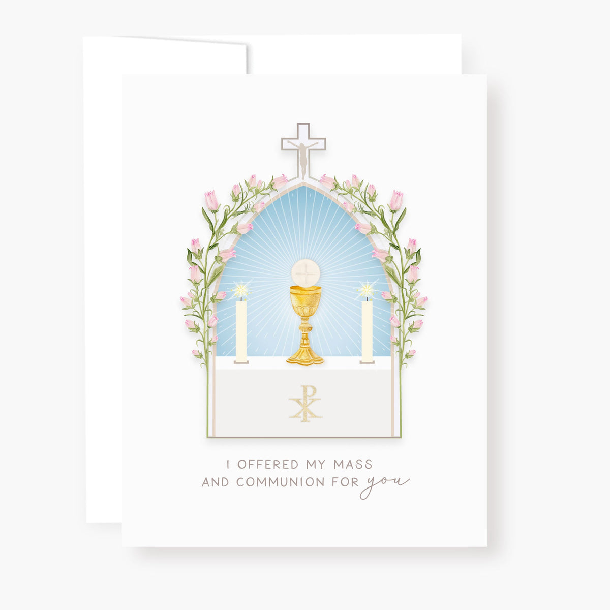 I Prayed for you at Mass Card | White - Unique Catholic Gifts
