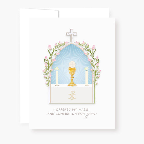 I Prayed for you at Mass Card | White - Unique Catholic Gifts