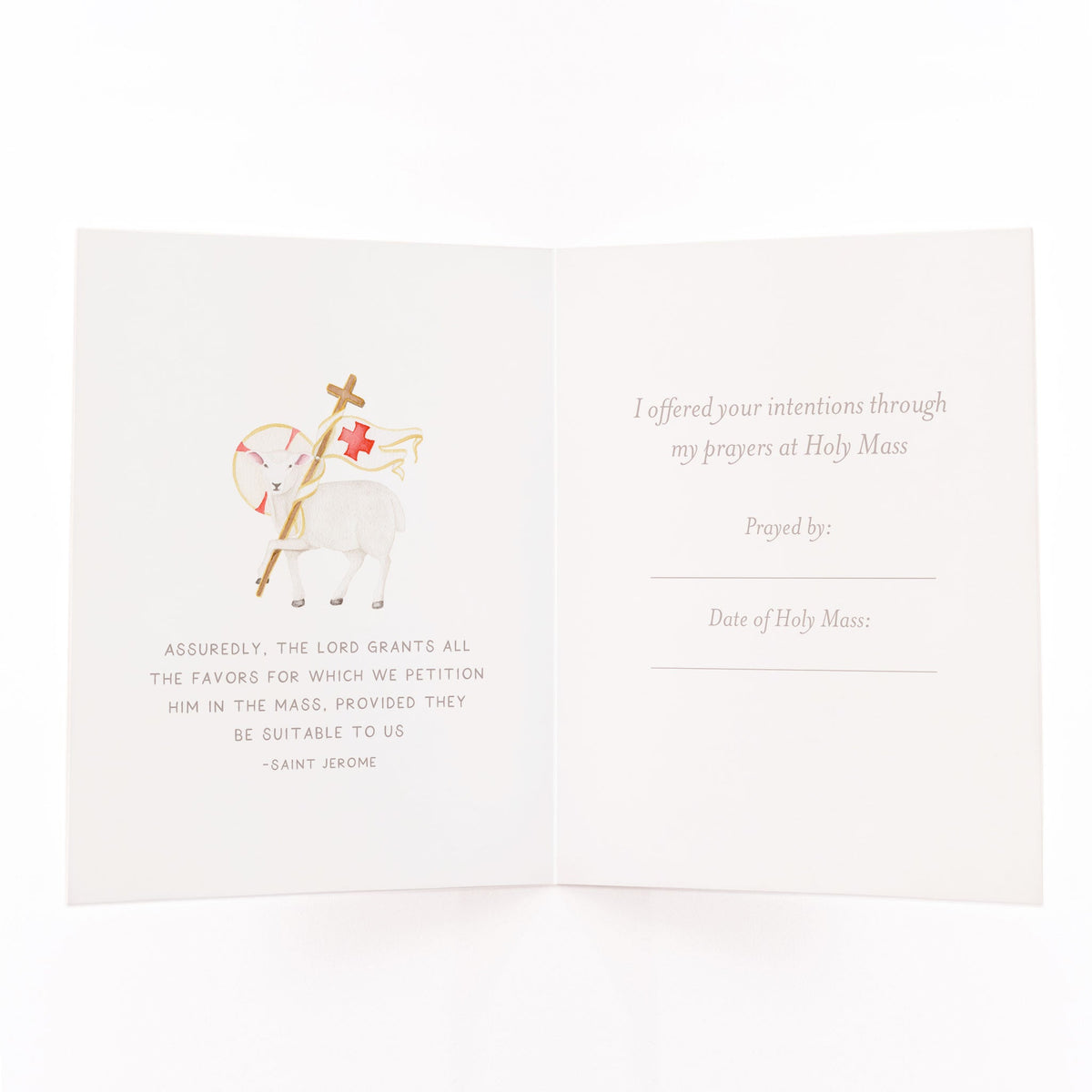 I Prayed for you at Mass Card | White - Unique Catholic Gifts