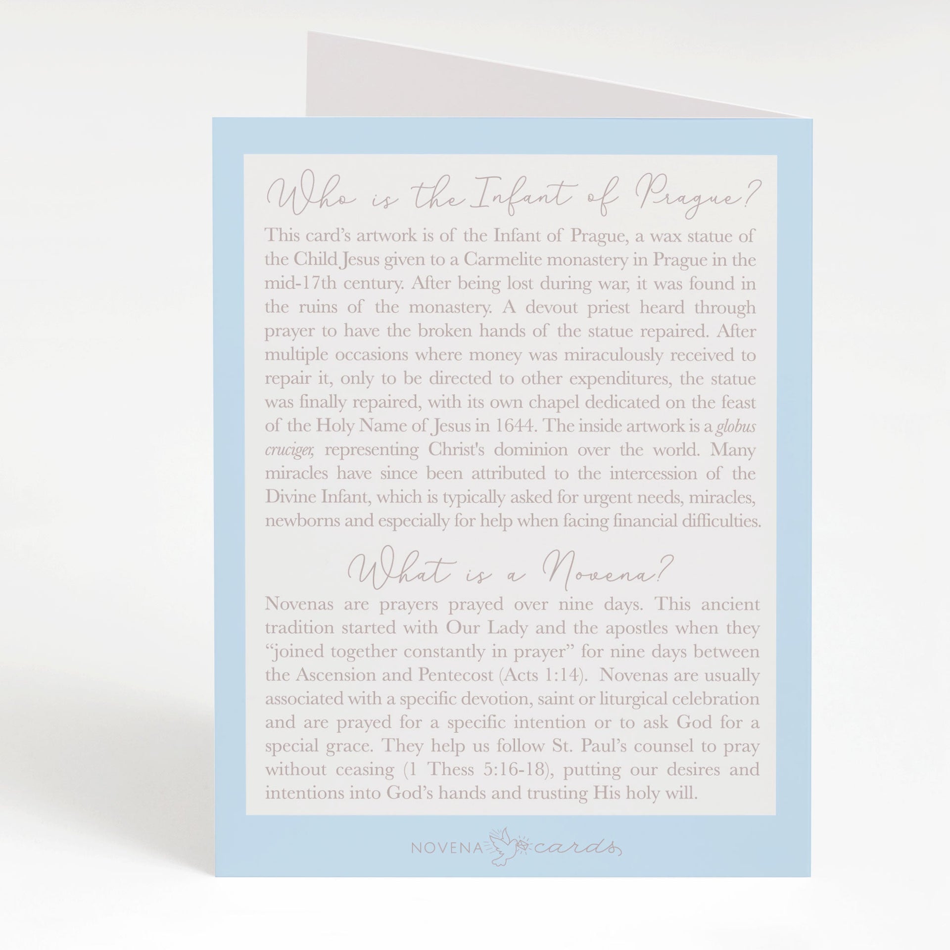 Infant of Prague Novena Card | Blue - Unique Catholic Gifts
