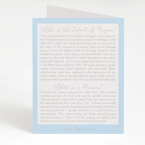 Infant of Prague Novena Card | Blue - Unique Catholic Gifts