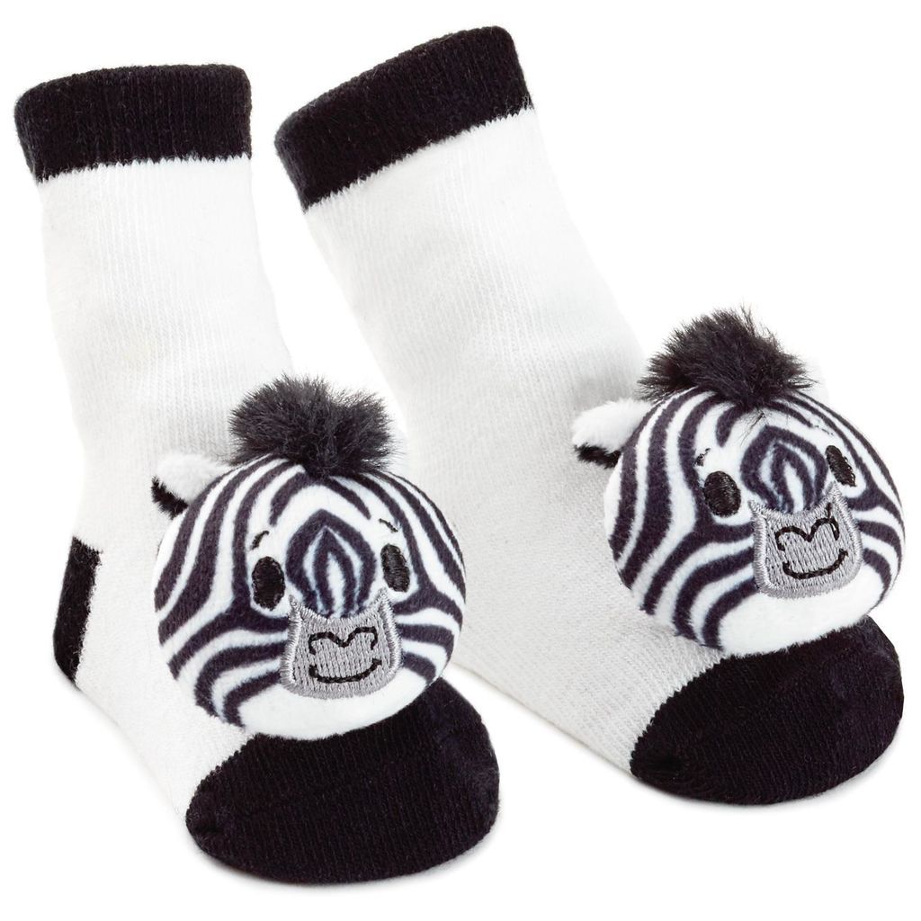 Noah's Ark Zebra Baby Rattle Socks (itty bittys) - Unique Catholic Gifts