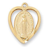 GOLD OVER STERLING SILVER MIRACULOUS MEDAL 18 CH&BX" - Unique Catholic Gifts