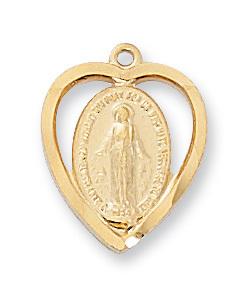 GOLD OVER STERLING SILVER MIRACULOUS MEDAL 18 CH&BX" - Unique Catholic Gifts