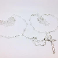 Wedding Lasso Clear Glass,Rhinestone Beads on a Silver Chain. - Unique Catholic Gifts