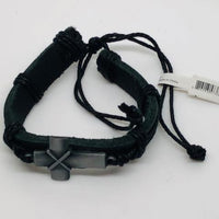 Medal Cross Leather Bracelet (Black) - Unique Catholic Gifts