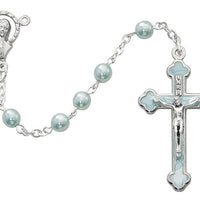 Light Blue Rosary Blue Enamel Cross (5MM) - Unique Catholic Gifts