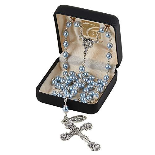 Light Blue Swarovski Pearl Rosary (6mm) - Unique Catholic Gifts