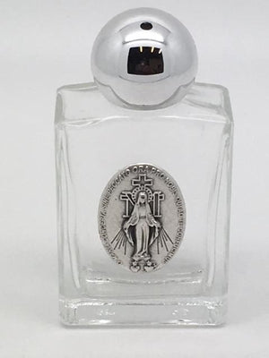 Miraculous Medal Glass Holy Water Bottle (3.35 x 1.6") - Unique Catholic Gifts
