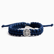 One Blessing Bracelet Silver with Navy Blue Band (Men's ) - Unique Catholic Gifts