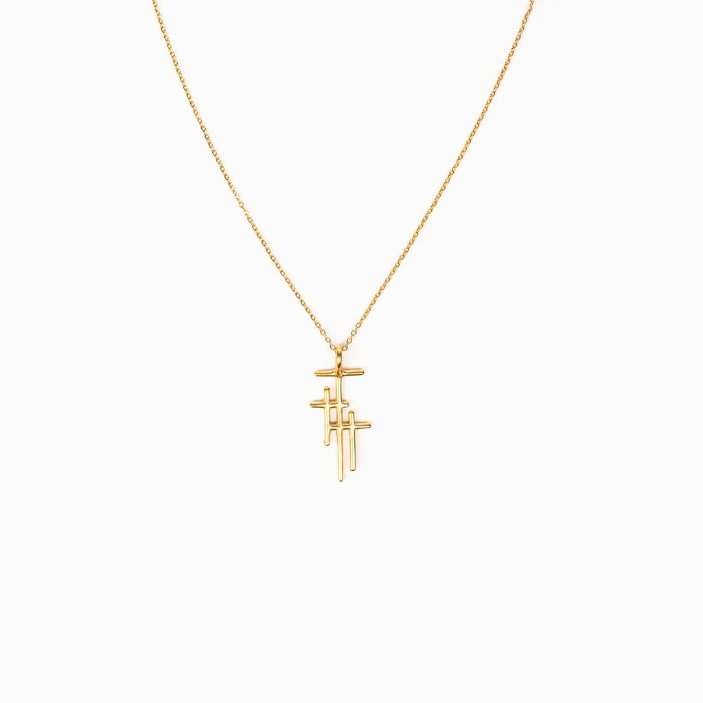 Faithful Light Three Cross Necklace Gold - Unique Catholic Gifts