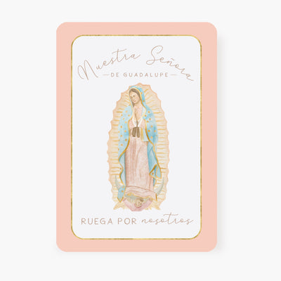 Nuestra Señora de Guadalupe | Tarjeta de Oración | Durazno - Unique Catholic Gifts