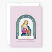Nuestra Señora de los Dolores | Tarjeta de Novena | Morado Claro - Unique Catholic Gifts