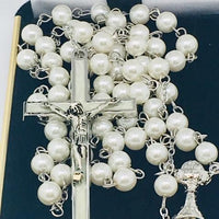 First Communion Rosary White Pearl - Unique Catholic Gifts