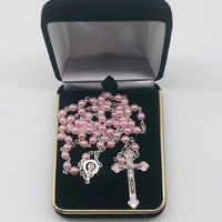 Pink Pearl Rosary with Enamel Crucifix (5MM) - Unique Catholic Gifts