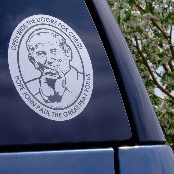 Pope John Paul the Great Transparent Car Decal – JMJs Catholic Store, Inc