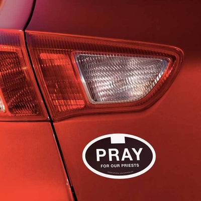 Pray for Our Priest Euro Car Decal (5 x 3