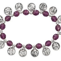 Purple Stations of the Cross Bracelet (8MM) - Unique Catholic Gifts