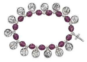 Purple Stations of the Cross Bracelet (8MM) - Unique Catholic Gifts