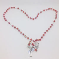 Red Crystal Gem Cut Miraculous Medal Rosary (8mm) - Unique Catholic Gifts