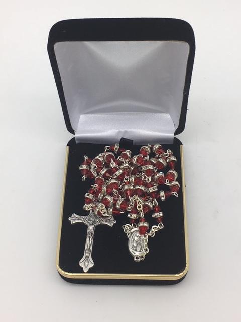 Red Rosary with Glass Rondelle Beads – Unique Catholic Gifts