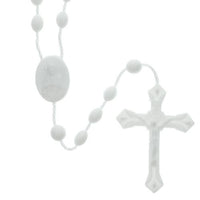 Plastic Rosary white - Unique Catholic Gifts