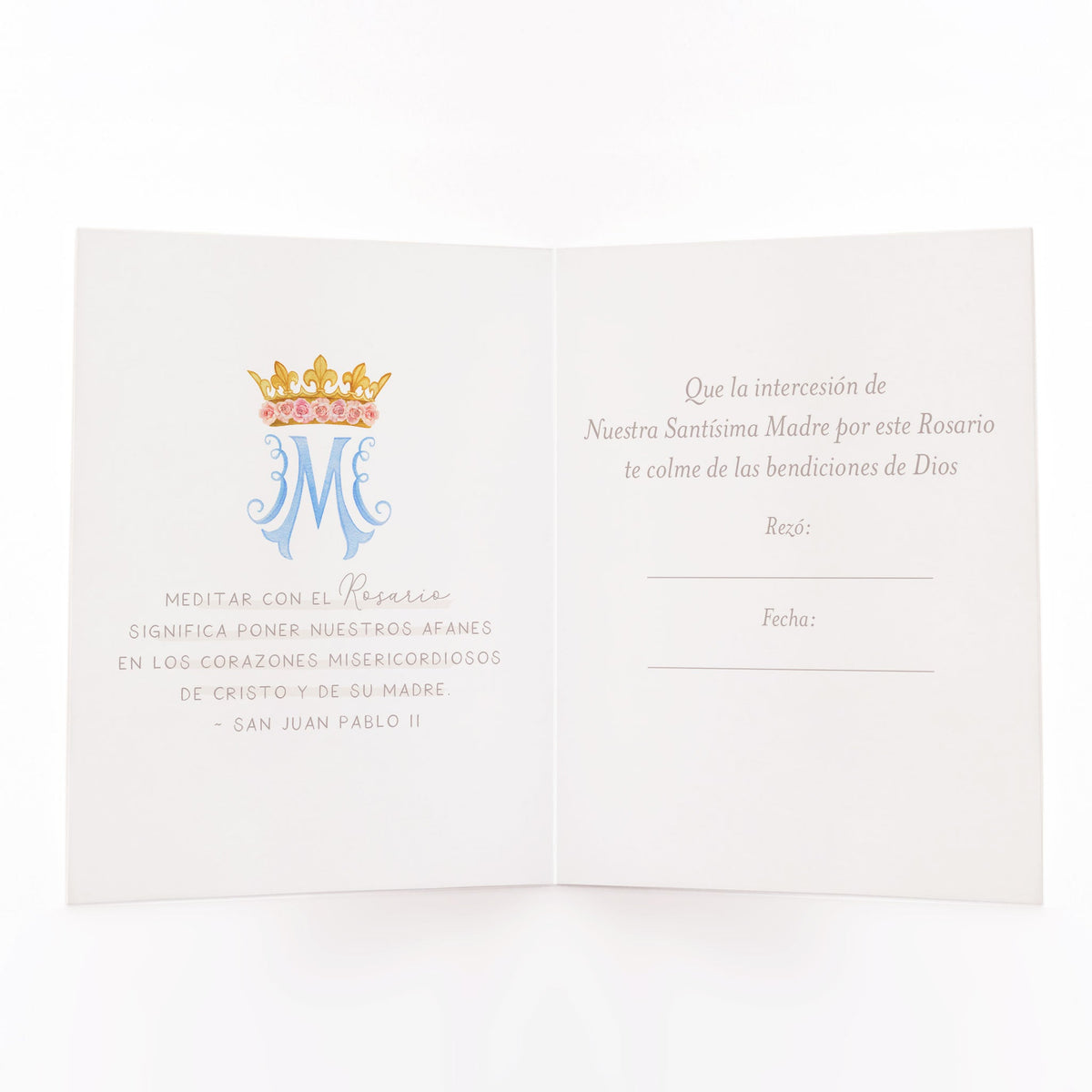 Tarjeta Rece un Rosario por Tu - Lilios - Unique Catholic Gifts