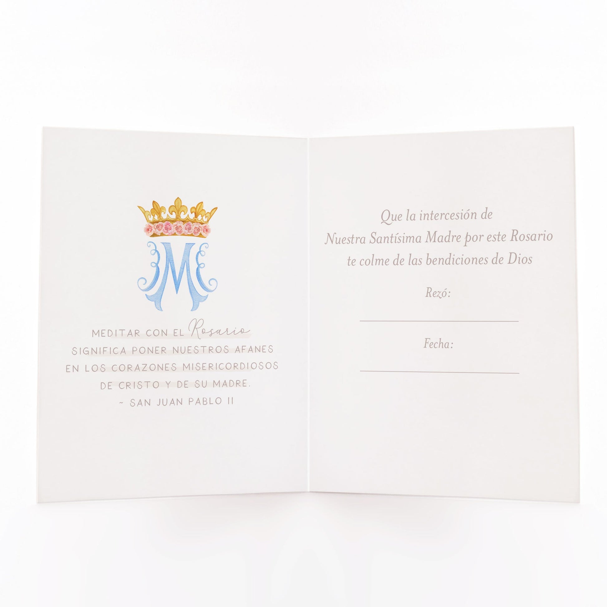 Tarjeta Rece un Rosario por Tu - Lilios - Unique Catholic Gifts