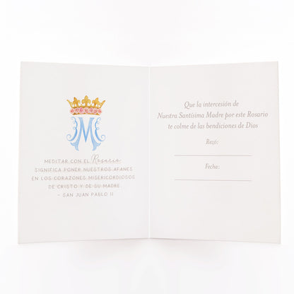 Tarjeta Rece un Rosario por Tu - Lilios - Unique Catholic Gifts