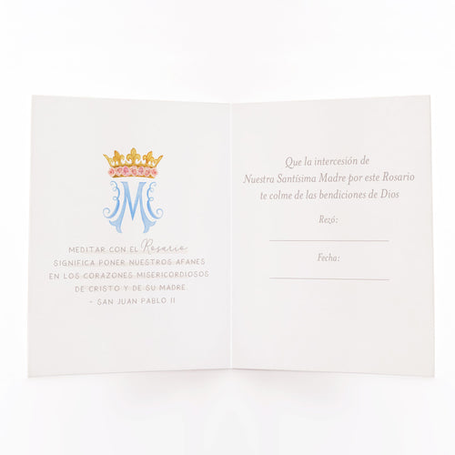 Tarjeta Rece un Rosario por Tu - Lilios - Unique Catholic Gifts