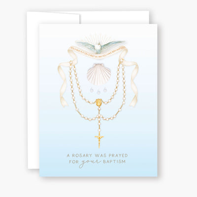 A Rosary was Prayed for your Baptism Greeting Card - Unique Catholic Gifts