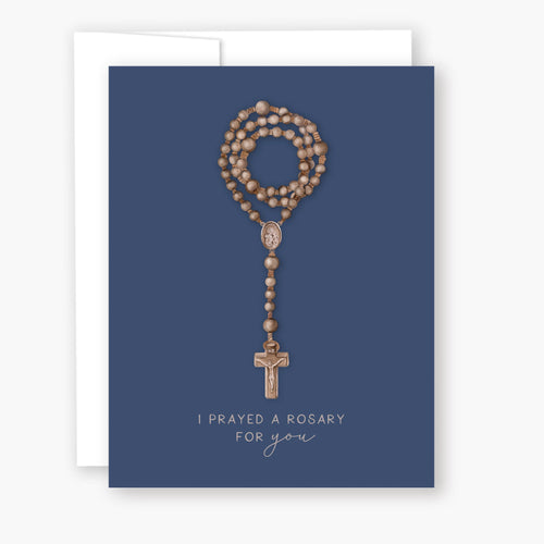 I prayed a Rosary for You - Wooden Rosary Navy Blue - Unique Catholic Gifts