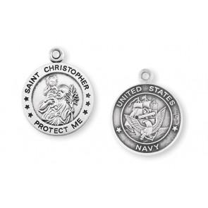 Navy Saint Christopher Sterling Silver Medal (5/16