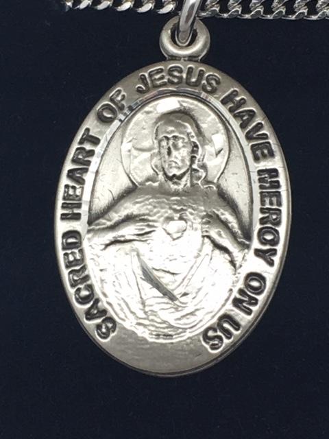 Sterling SilverSacred Heart of Jesus Scapular Medal (3/4") - Unique Catholic Gifts