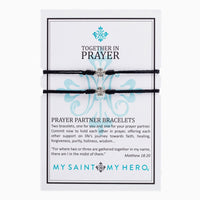 Together in Prayer Bracelets Silver with Black Band - Unique Catholic Gifts
