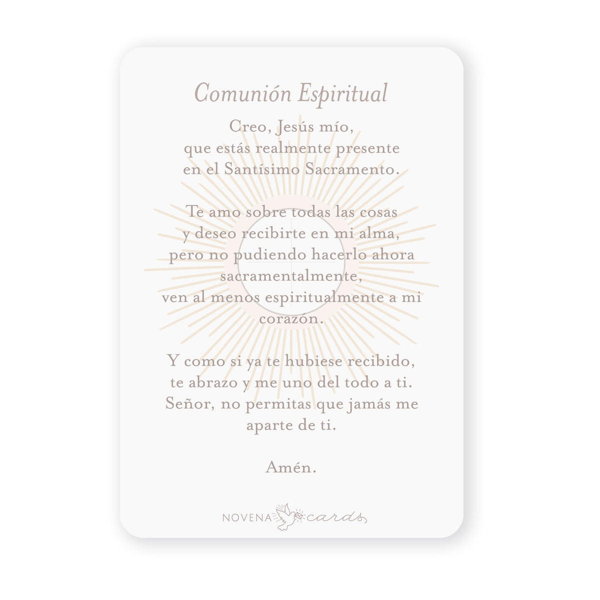 Comunión Espiritual | Tarjeta de Oración | Santísimo Sacramento | Salmón - Unique Catholic Gifts