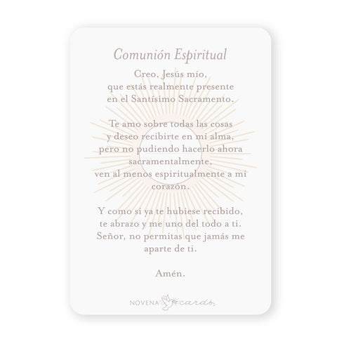 Comunión Espiritual | Tarjeta de Oración | Santísimo Sacramento | Salmón - Unique Catholic Gifts