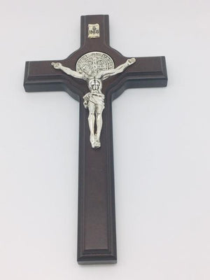 Wood St. Benedict Wall Crucifix (8") - Unique Catholic Gifts