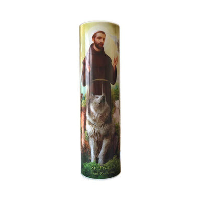 St. Francis LED Candle with Timer - Unique Catholic Gifts