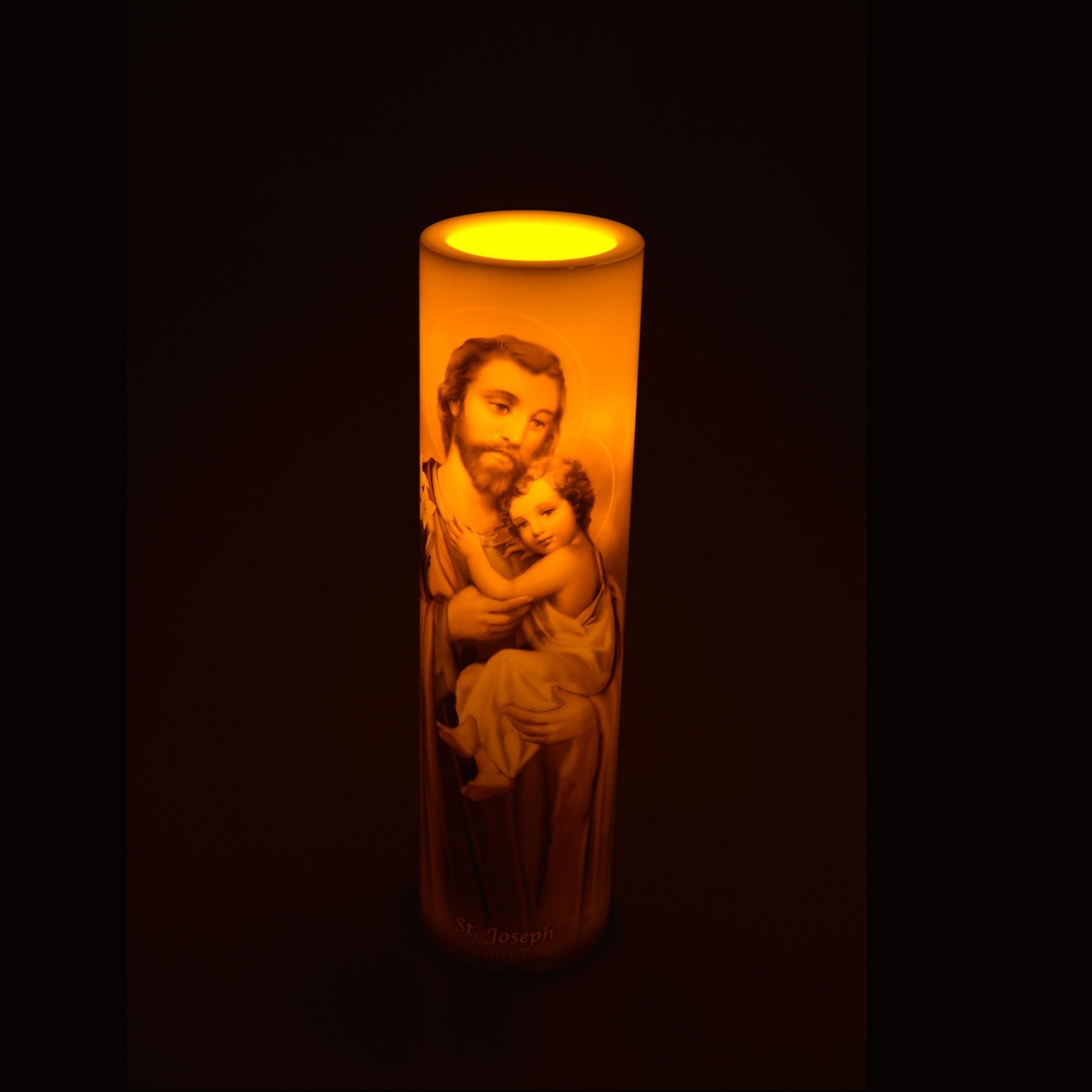 St. Joseph LED Candle with Timer - Unique Catholic Gifts