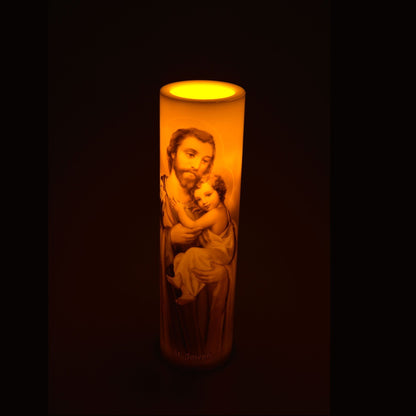 St. Joseph LED Candle with Timer - Unique Catholic Gifts
